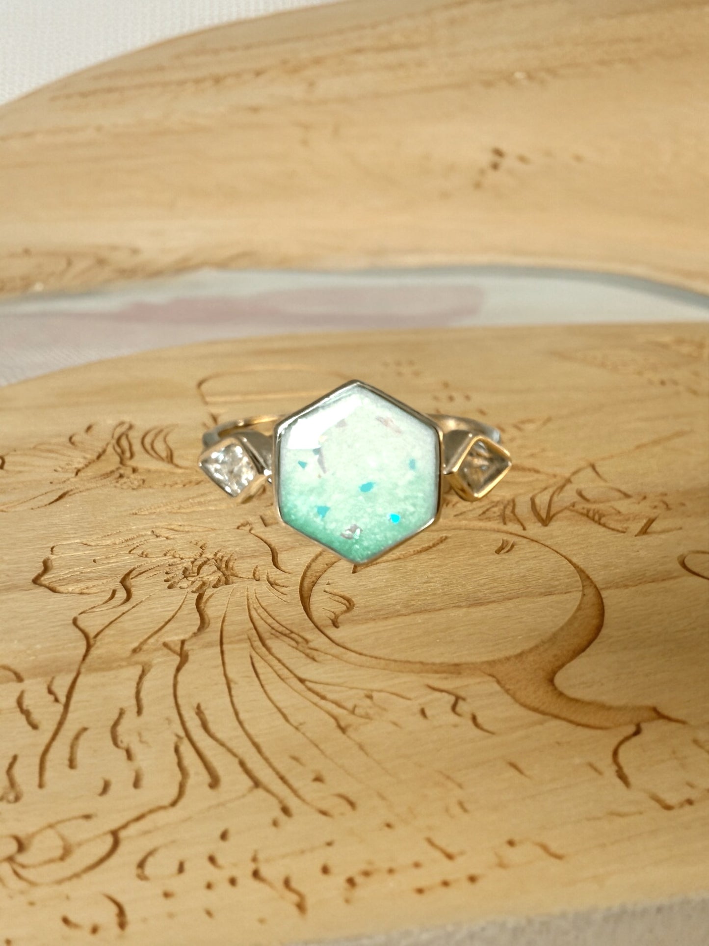 Hexagon Breastmilk | Memorial Keepsake Ring