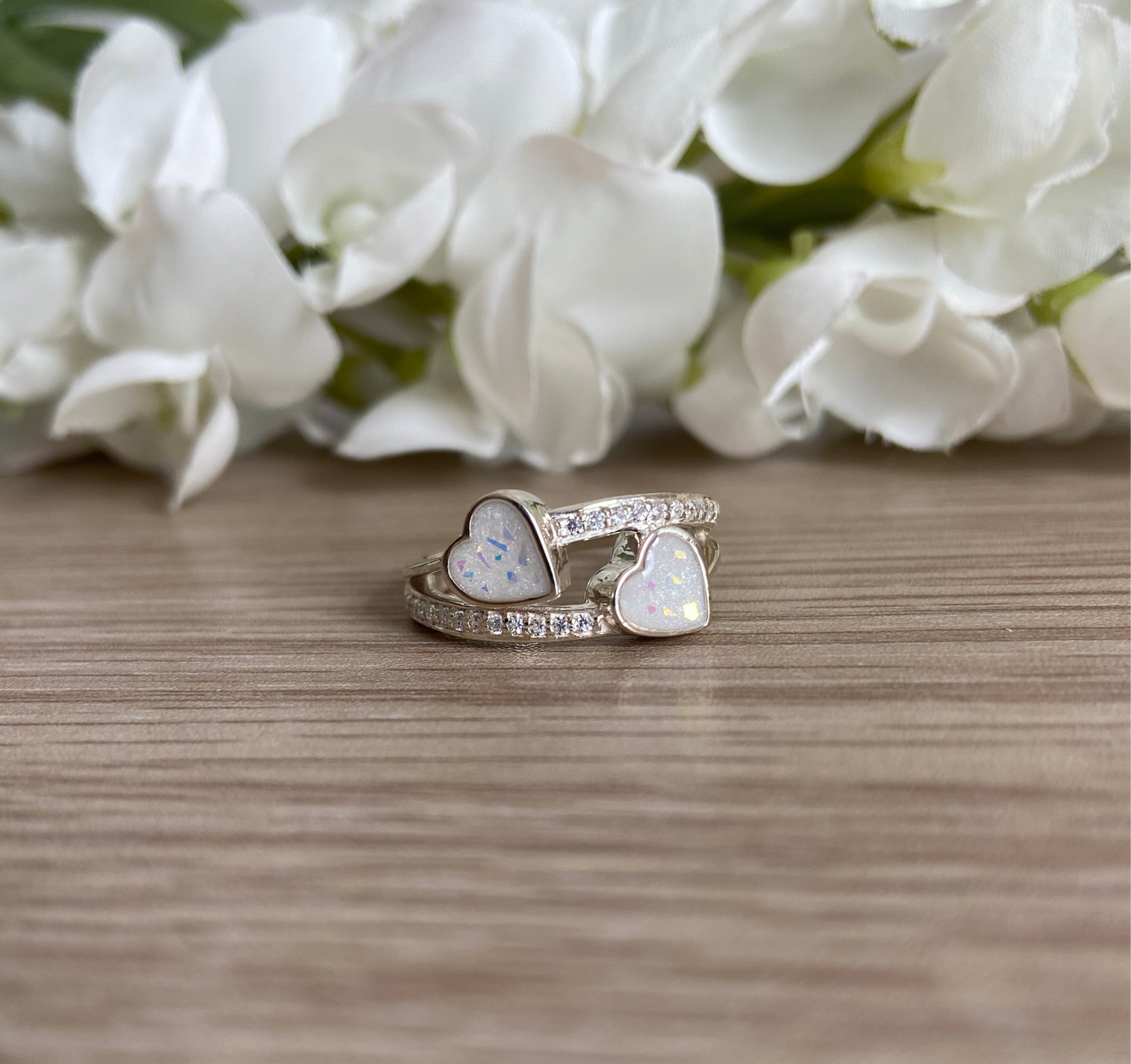 Double Love Ring – Personalised Two Heart Keepsake in Silver & Gold
