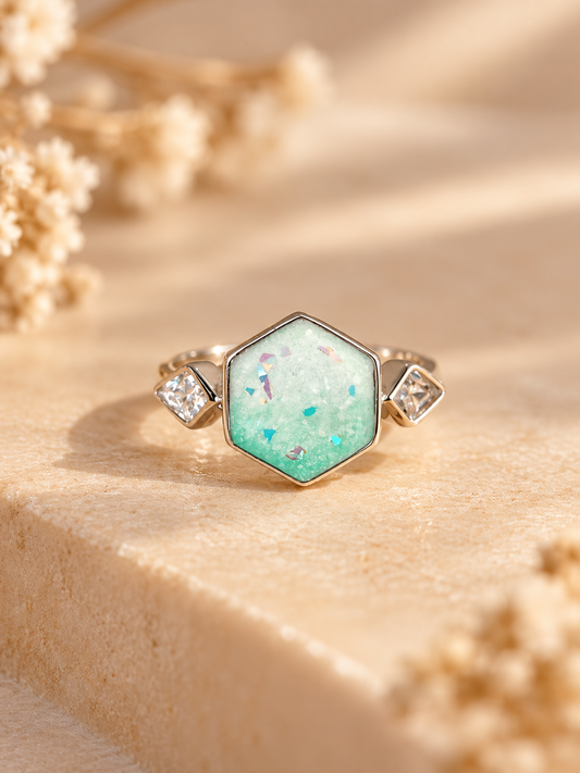 Hexagon Breastmilk | Memorial Keepsake Ring