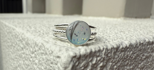 Trio Round Keepsake Ring - Handmade Custom Memory Jewelry in Silver or Gold