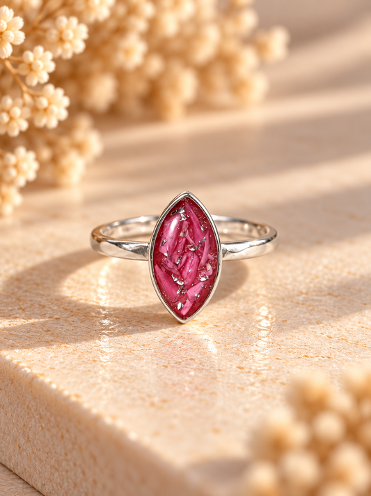 Hammered Marquise Breastmilk | Memorial Keepsake Ring