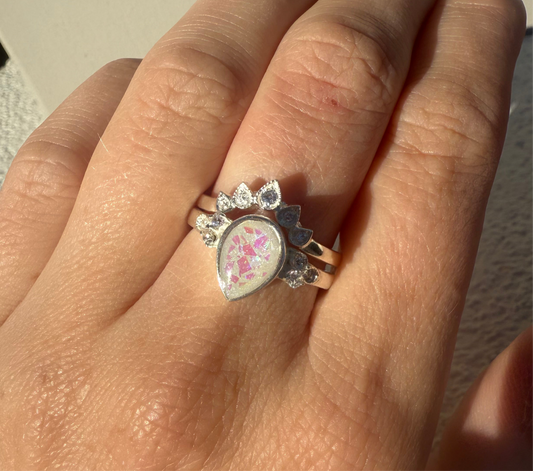 Queen Stacker Keepsake Ring Elegant Jewelry with Clear Cubic Zirconia