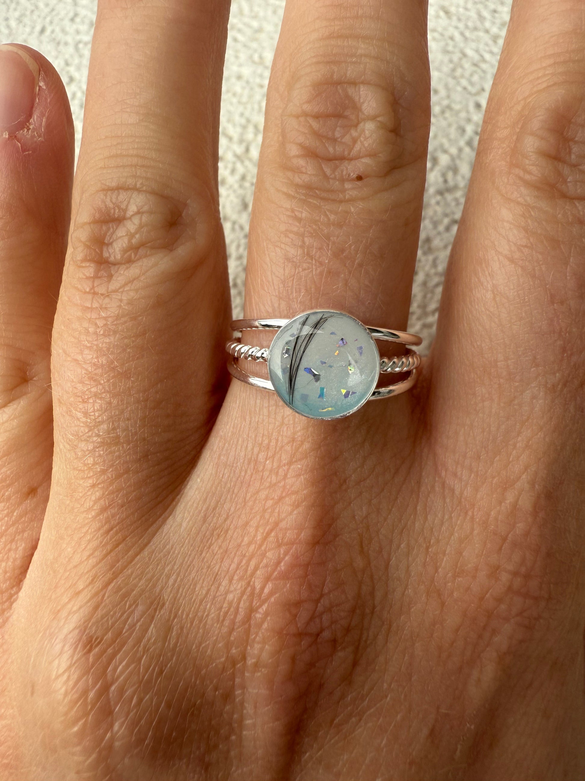 Trio Round Keepsake Ring - Handmade Custom Memory Jewelry in Silver or Gold