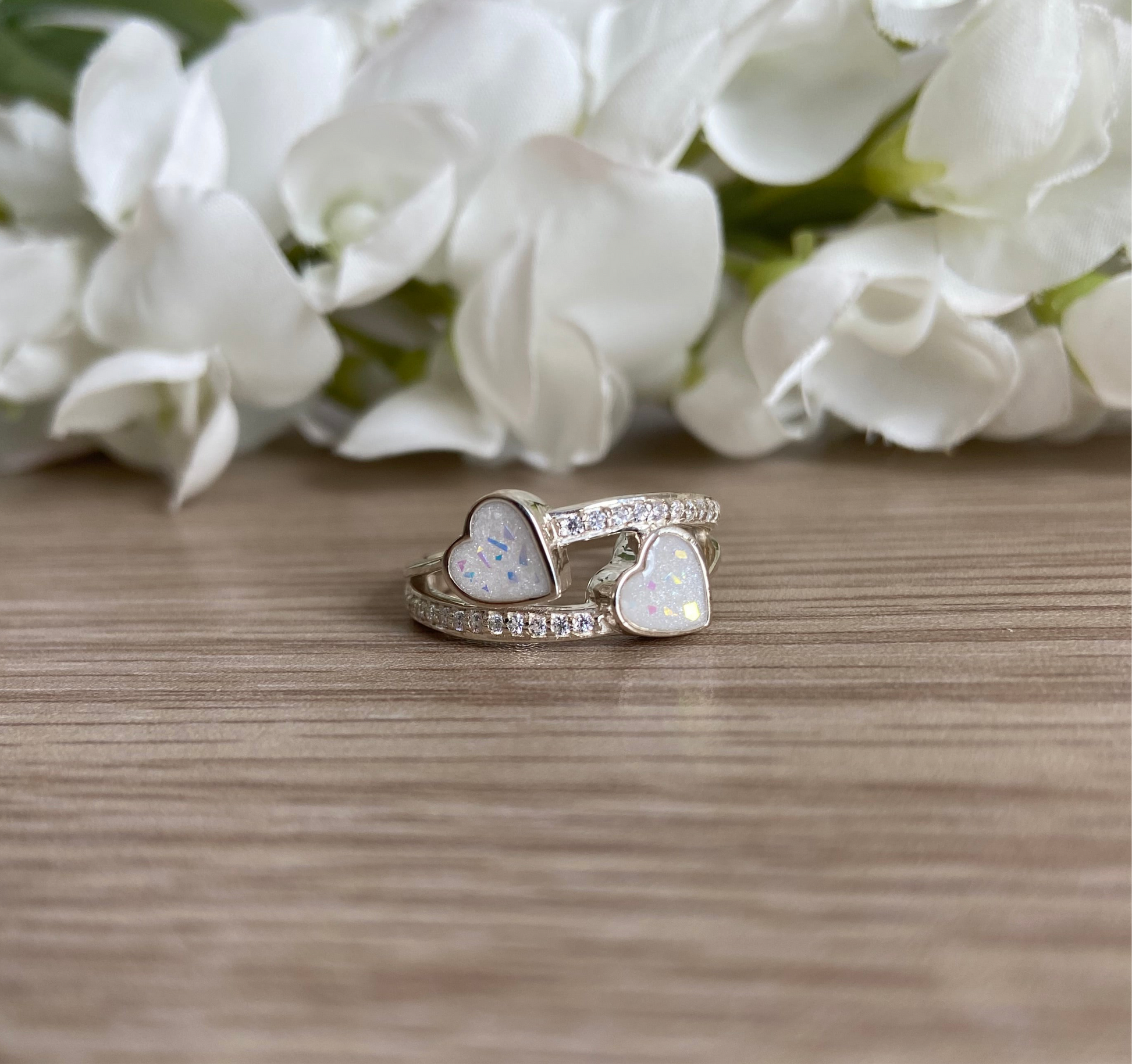 Double Love Ring – Personalised Two Heart Keepsake in Silver & Gold