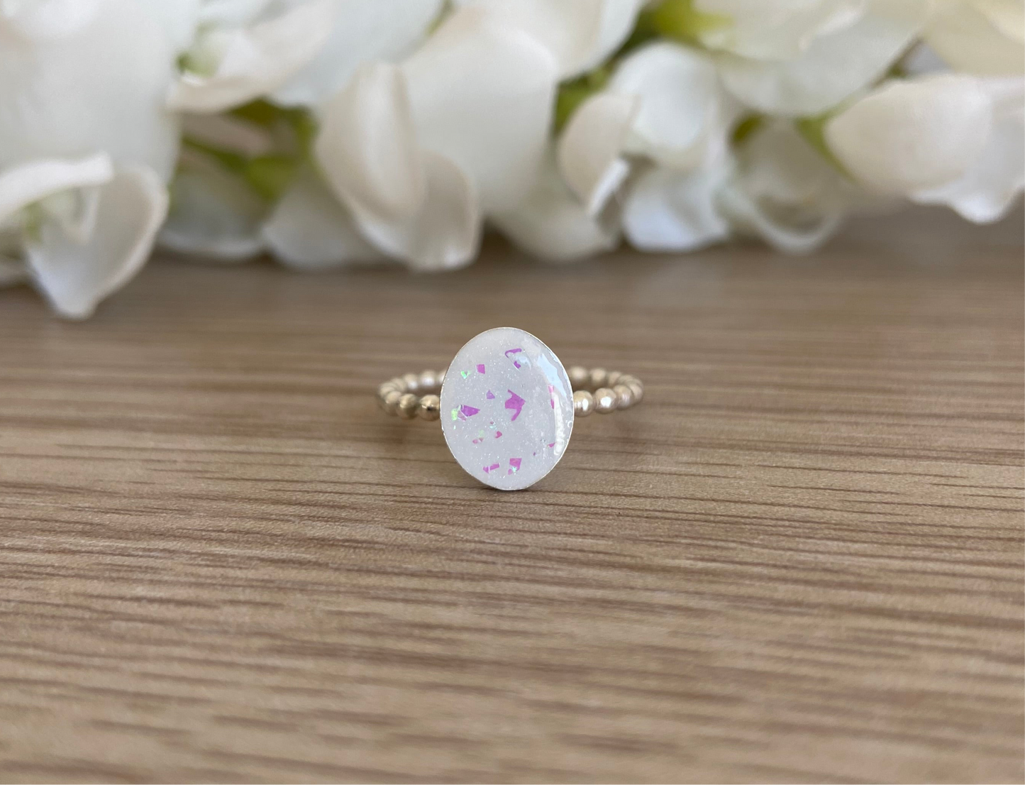 Bubble Band Oval Keepsake Ring | Handmade Silver Memory Jewelry
