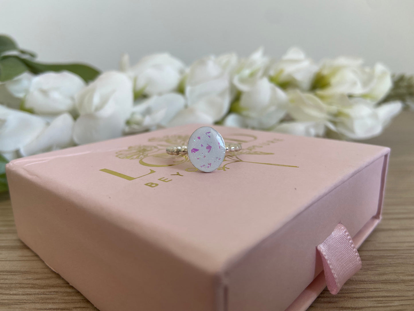 Bubble Band Oval Keepsake Ring | Handmade Silver Memory Jewelry
