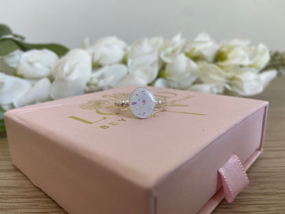 Bubble Band Oval Keepsake Ring | Handmade Silver Memory Jewelry
