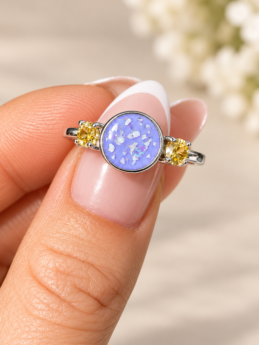 Round Birthstone Breastmilk | Memorial Keepsake Ring