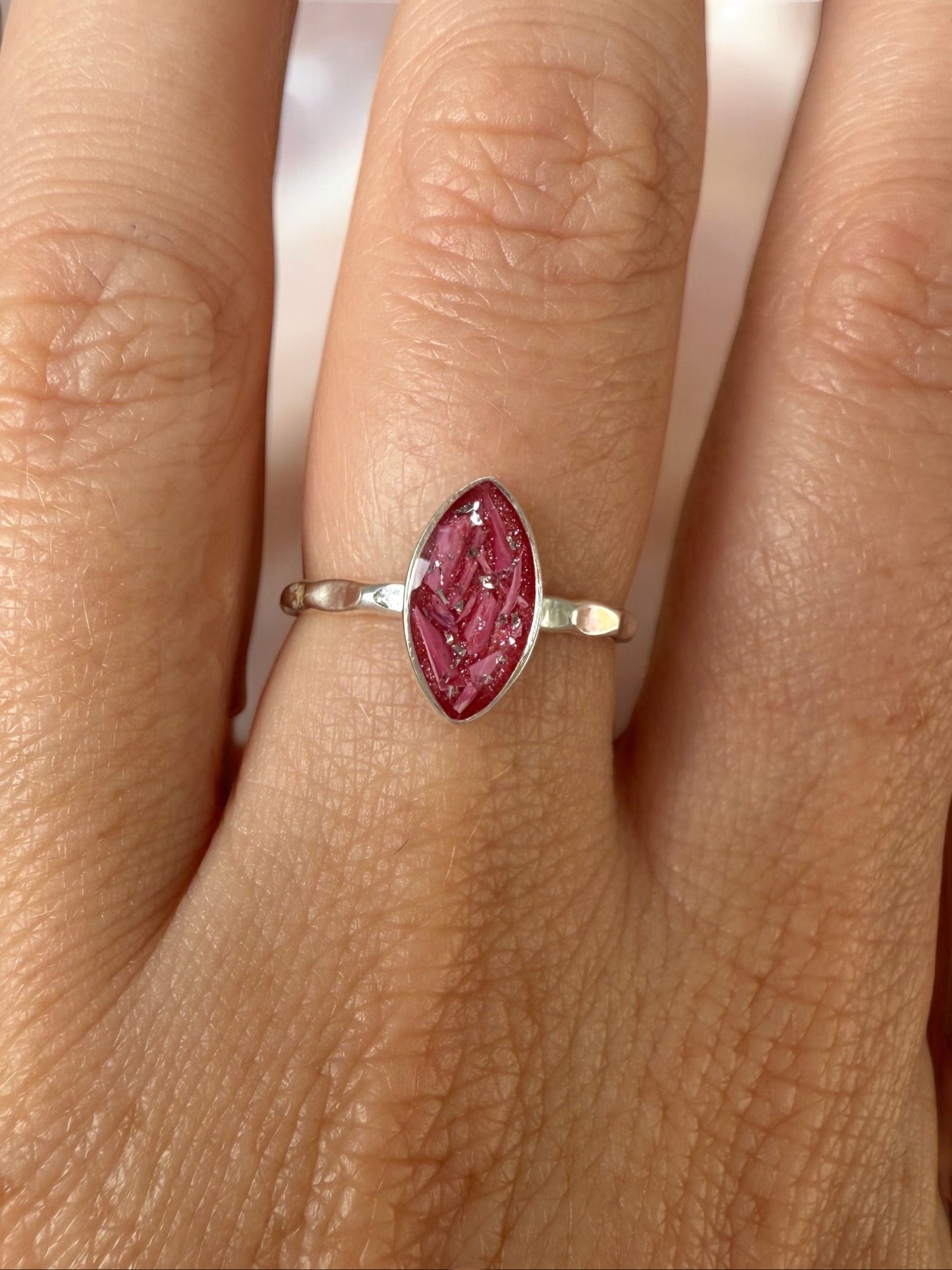 Hammered Marquise Breastmilk | Memorial Keepsake Ring