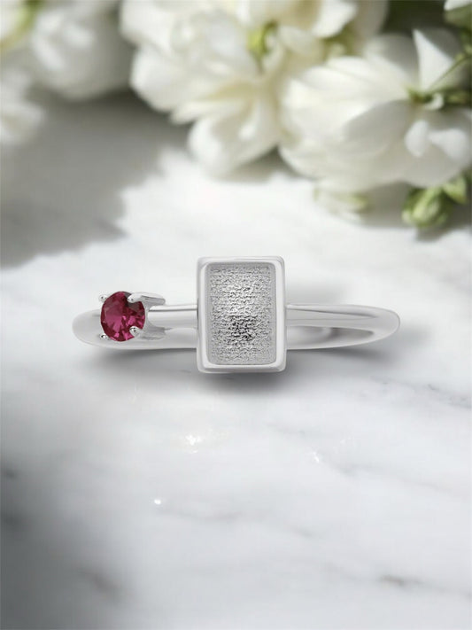 Square Birthstone Breastmilk | Memorial Keepsake Ring