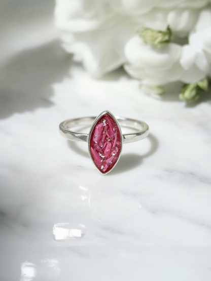 Hammered Marquise Breastmilk | Memorial Keepsake Ring