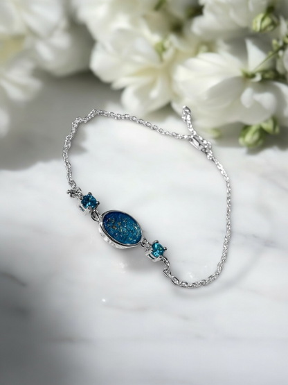 Oval Birthstone Breastmilk | Memorial Keepsake Bracelet