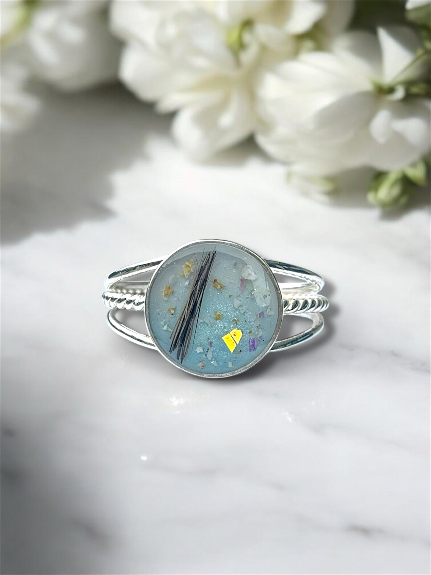 Trio Round Keepsake Ring - Handmade Custom Memory Jewelry in Silver or ...