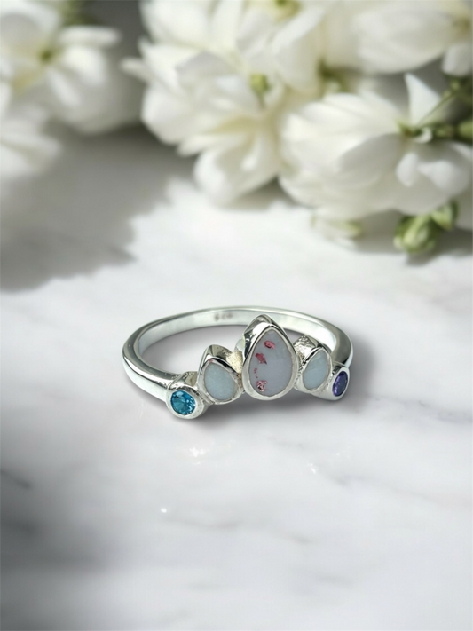 Lotus Birthstone Breastmilk | Memorial Keepsake Ring