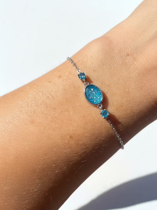 Oval Birthstone Breastmilk | Memorial Keepsake Bracelet