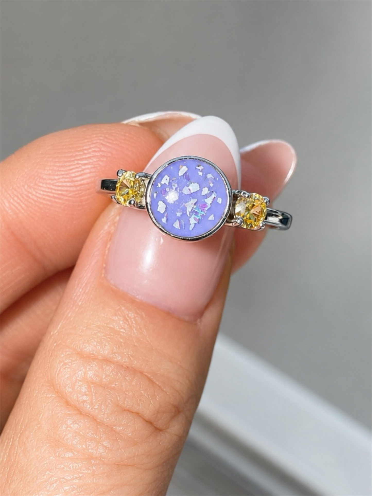 Round Birthstone Breastmilk | Memorial Keepsake Ring
