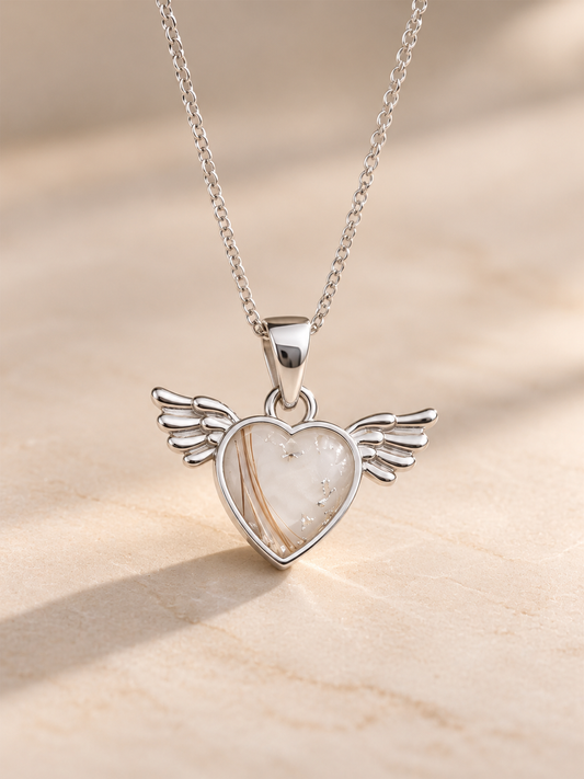 Angel winds keepsake necklace containing hair from a loved one 