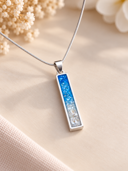 Ashes keepsake jewellery necklace containing precious cremation ashes made in Australia 