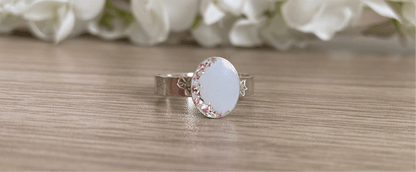 Birth Flower Oval Keepsake Ring - Personalised Sterling - Loved Beyond Measure Keepsakes