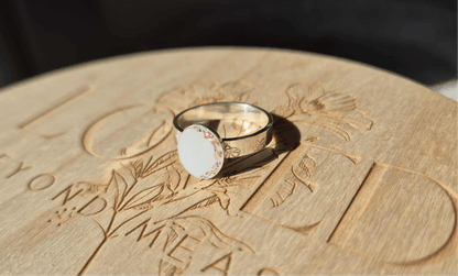Birth Flower Oval Keepsake Ring - Personalised Sterling - Loved Beyond Measure Keepsakes